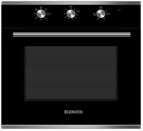 Geratek Einbau-Backofen mit Airfryer-Funktion Heißluft Umluft Timer schwarz 60 Liter Garraum inkl. Frittierkorb Aluminium Griff und Drehregler