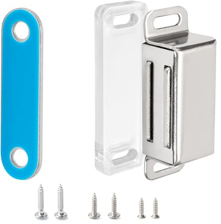 whitesnow Magnetic Cabinet Latch Metal Magnet Door Catch Cupboard Closure Furniture Drawer Catches Closet Magnets Closer Cabinets Doors Stopper, Pack of 2