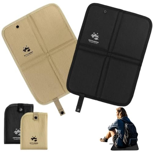 Jadin Cojines de Asiento, Almohadilla Asiento Futbol, Cojín Plegable al Aire Libre, Cojín de Asiento Plegable, Cojín de Asiento de Tela Oxford Impermeable para Camping, Picnic y Deportes, Negro, Caqui