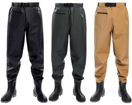 Atmungsaktive Wathose für Herren, Hüftwathose für Herren, Taillenlang, Regenhose, wasserdicht, ultraleicht, verschleißfest, für Felder, Teich, Stiefel, für Herren, UK, grün, 46