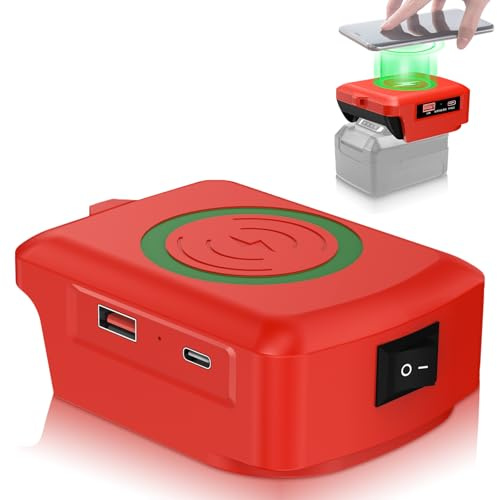 Kabelloses Tragbares Ladegerät für Einhell 18V Power X Change Li-Ionen Akku, 15W Schnell Telefon Ladegerät mit USB&Typ C Ausgang von Smartphones, Kompatibel mit iPhone 16/15/14/13/12