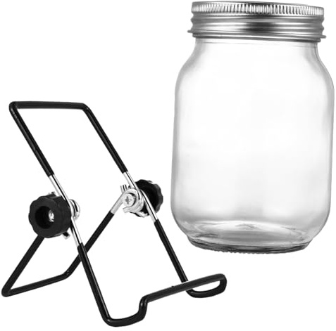 GANAZONO Germinatore con Barattolo Mason Supporto Nero e Coperchio in Acciaio Inossidabile Kit per Germogli Indoor per Cucina e Casa Drenaggio Facile e Materiale Resistente