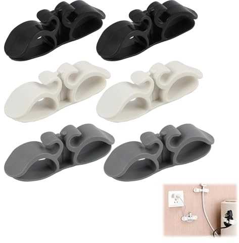 6 Piezas Organizador de Cables Autoadhesivo, Sujetacables Cocina, Clips Enrolladores de Cable de Cocina, Soporte Flexible para Freidora de Aire Cafetera Microondas y Pequeños Aparatos, Adhesión Fuerte