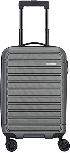 NOWI Vancouver 4-Rollen Kabinentrolley 55 cm mit Doppelrollen, Anthrazit, Hartgepäck, 41-50 Liter, Trennpolster, Tragegriff, Innenpackgurte, Innentasche(n), 4-Rollen-System