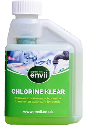 Envii Chlorine Klear, Pond Tap Water Treatment, Dechlorinator & Water Conditioner, Natural Chlorine Remover Makes Tap Water Safe for All Fish - Treats up to 6,250 Litres of Tap Water