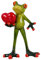 NUOBESTY Statua a forma di rana con cuore, in resina, ornamento da giardino, decorazione per laghetto, rana, nani esterni, balcone, compleanno, matrimonio, San Valentino, feste, tavolo verde