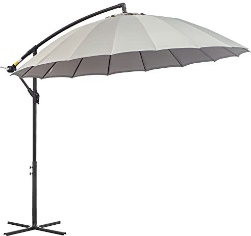 Outsunny Ombrellone Decentrato da Giardino 3x2.6 m a 18 Stecche con Base a Croce, Grigio