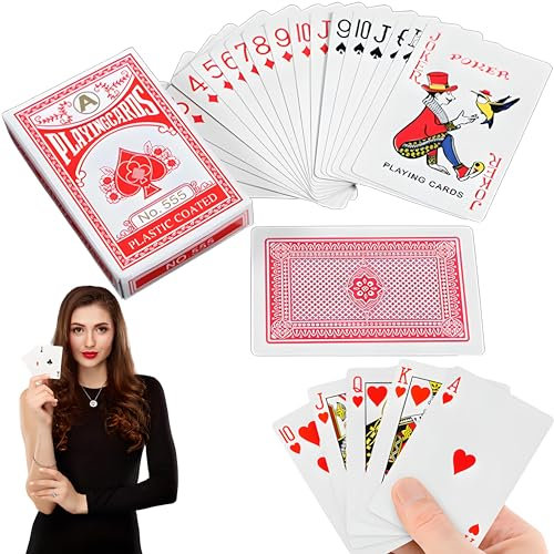Retoo Rot Standard Kartendeck 54 Blatt, Pokerkarten, Spielkarten für Texas Holdem Poker, Blackjack, hochwertiges Kartenspiel, Kunststoffspielkarten, Profi Pokerset