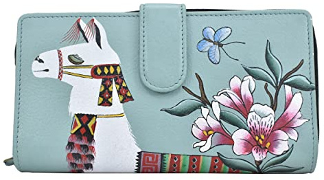 Anna by Anuschka Handbemalte Damen-Geldbörse aus echtem Leder, zweifach gefaltet, Llama Llama, Einheitsgröße