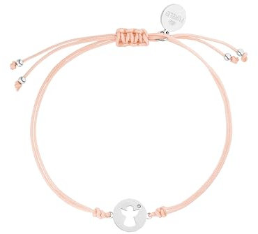 Purelei® Pink Angel Armband, Schutzengel Armband Damen und Mädchen, Glücksbringer Armbändchen aus Rosa Nylon mit Edelstahl Anhänger, Länge individuell einstellbar (Silber, Edelstahl)