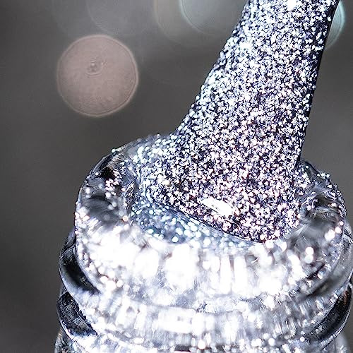 BURANO Reflektierender UV-Nagellack 7.3ml, Diamond Nail Glitter Gel Polish, Sparkly Sommer Herbst Farbe, Holografischer Glitter (Silver SZ11)