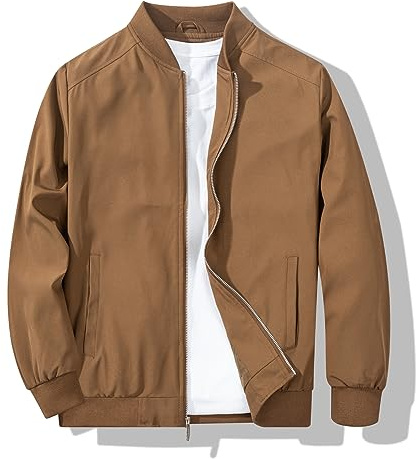XiaoYouYu Men's Bomber Jacket Fashion Stylish Lightweight Windbreaker Spring Fall Casual Jackets for Men Coffee Medium