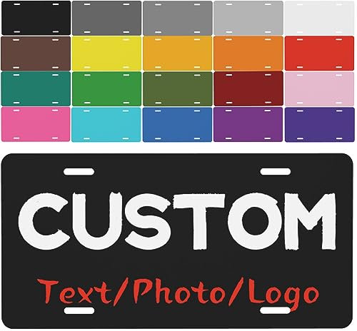 Targa personalizzata Etichetta per auto addensata personalizzata con testo, immagine, foto, logo, nome - Etichette per auto personalizzate in metallo e alluminio da 6 x 12 pollici