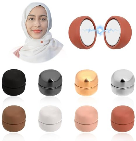 Giantree 8 Paar Beidseitig Hijab Magnet, Round Starke Hijab Pins Magnetbrosche Keine Lochstifte Magnetknöpfe Magnetischer Hijab Clip für Muslimischen Schal Hijab Kleid Cardigan