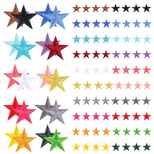 Sibba 80 Stück Sterne zum Aufbügeln Aufbügelbilder Eisen auf Aufkleber Bügel Sterne Patches Flicken Mini Star Patches Bügelbilder Kleidung Bügelaufkleber Aufnäher für Diy Textilien Rucksack Hüte Jeans