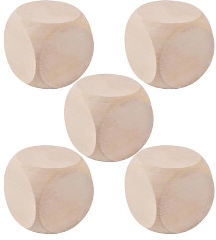 2 CM Dés Vierges En Bois, 5 pièces Dés En Bois Sans Motif, Dés De Plaine Vide En Bois Cubes Plaine Vierge Bois Non Peint À Six Faces, Pour Loisirs Créatifs Puzzles Numéros, Accessoires De Jeu