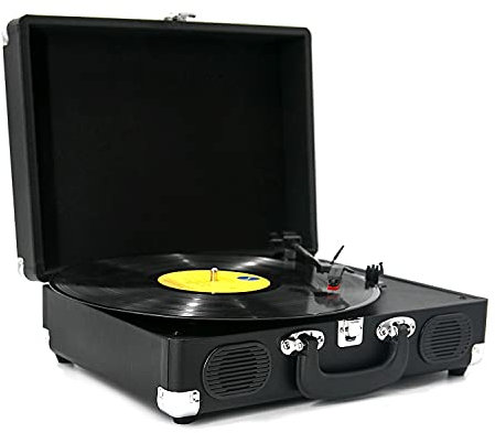 UQACHG Tocadiscos portátil para Maleta con Altavoz estéreo, Tocadiscos de Vinilo con transmisión por Correa de 3 velocidades