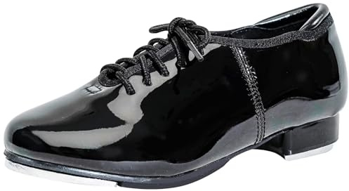 flexdans Zapatos de Claqué, Apatos de Claqué de Charol con Cordones para Mujeres y Hombres 8263 Black 39