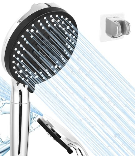 Soffione Doccia 6 Modalità,Soffione doccia risparmio idricocon,Filtro con Pietre Minerali,Soffione doccia alta pressione,Filtro e Accessori Extra Sostituibili 7.5L/min,Cromo