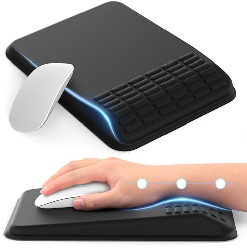 MEKASS Ergonomic Mouse Pad with Wrist Rest Support for Pain Relief (Black)