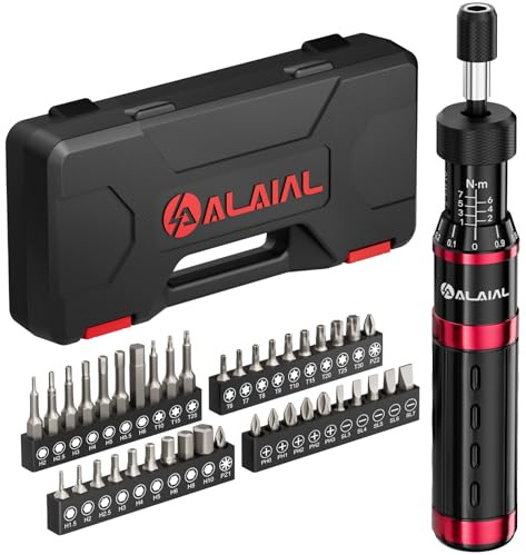 ALAIAL Tournevis Dynamométrique, 1-7 Nm, 41 Pièces, 1/4 Clé Dynamométrique Kit für Vélo Réparation, Assemblage, Modélisme