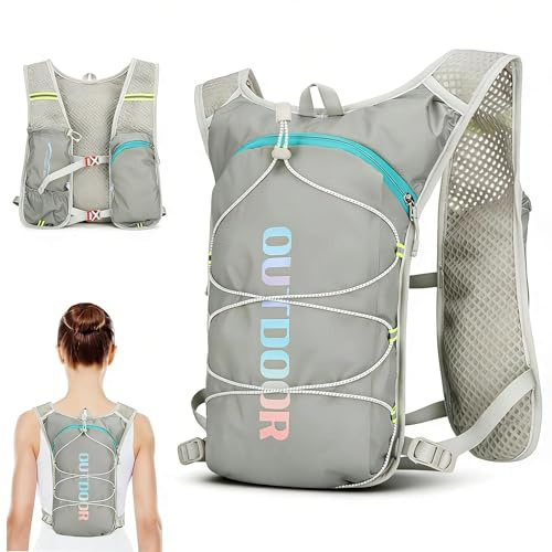 MUNTE 5 L laufweste aus Nylon, Laufrucksack mit Reflektierenden Streifen, Unisex Trinkrucksack Laufen, Geeignet zum Laufen, Wandern und Reisen