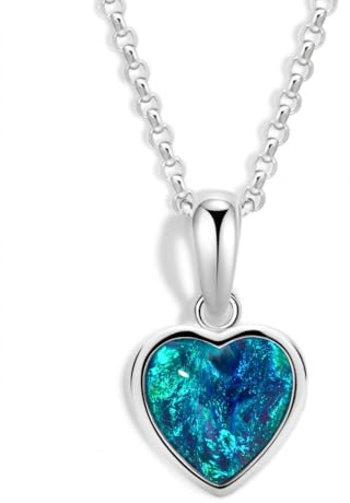 Liberty Angels - Collana opale da donna in argento sterling 925 con placcatura in oro bianco 18 carati – Opale – Ciondolo opale regolabile – Opale nero – Tripletta australiana