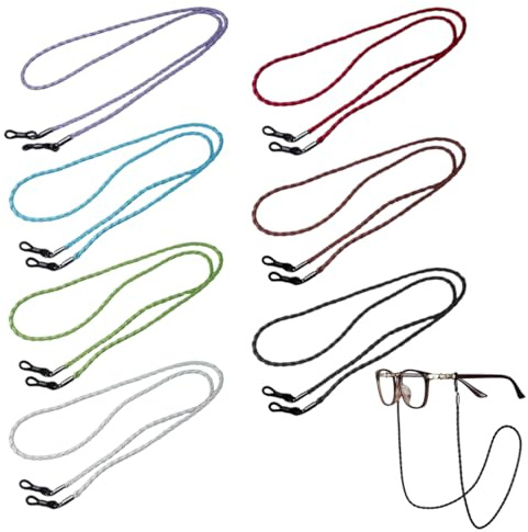 ZENQARI 7 Piezas Cuerda para Gafas Antideslizante Cuero Cadena para Gafas Cadena para Gafas de Sol Ajustable Perfecto para Gafas de Sol y Gafas de Lectura Decoración de Cuello