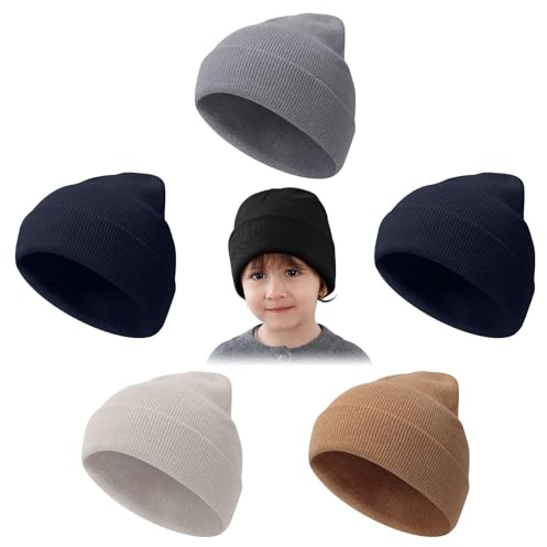 Mayoii 5 Pack Beanie for Kids, Colorful Winter Beanie Hats for Kid, Warm Stretch Knit Winter Hats for Kids, Suitable for 1-10 Years Old Daily, Outdoor Sports (UK, Alpha, One Size, 5pack-Multicolor2)
