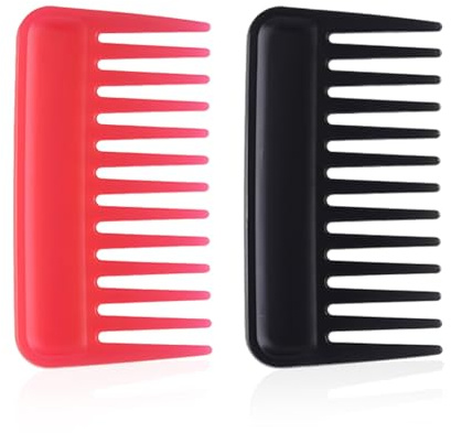 2 Peignes À Mèches Larges Pour Cheveux Bouclés, Peigne Africain, Peigne Coiffant Antistatique Pour Tous Types De Cheveux (Noir, Fuchsia).