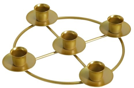 Advent Wreath Candle Holder Round Stand for Five Candles Ideal for Home and Church Decorations Elegant Metal Ring Design (C, One Size)