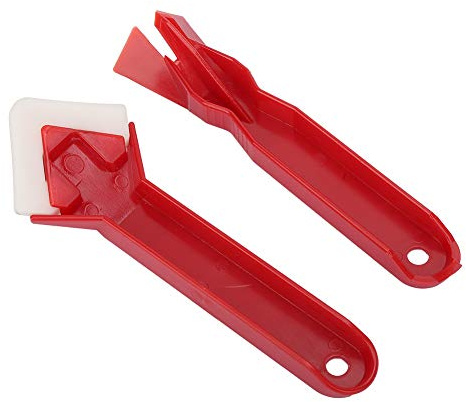 Fockety Kit D'outils de Calfeutrage, Pelle Dissolvant de Mastic en Silicone, Grattoir de Calfeutrage de Ciment en Verre pour Finition Professionnelle, écologique et Réutilisable, 2 Pièces