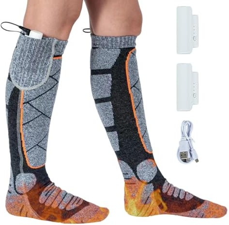 Bollisate Calcetines calefactados, 2200 mAh, batería Recargable, Ajuste de 3 Sistemas de calefacción, Calcetines cálidos de Invierno, frío Extremo para Camping, Senderismo, esquí, Ciclismo