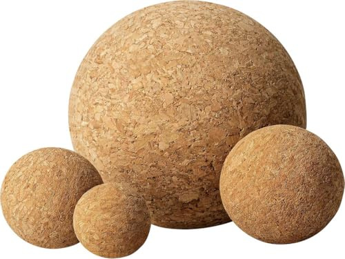 Korkbollar, naturkork – kork, massageball/fasciaboll – utlösningspunkt och självmassage – sportregenerering, yoga, pilates – mångsidig användning (set 3/4/5/6 cm)