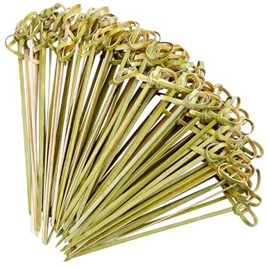 300 brochetas de bambú para cócteles con nudos de bambú, para aperitivos pequeños y antipasti