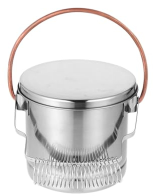 PACKOVE Lavapennelli in Acciaio Inossidabile Antiruggine Maniglia Robusta, Secchio per Lavaggio Spazzole Artisti, Pulitore Pennelli per Solventi e Trementina, per Pittura e Pulizia