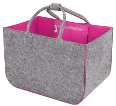 JIXUAN Felt Shopping Bag, 40x27x27cm, 30L Foldable Storage Basket Tote | With Handle and Inner Pocket,For Food Travel Camping, Picnic, Shopping, Family BBQ, Fishing Family Outdoor Travel, Lunch Bag