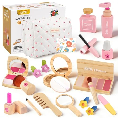 JOYBOY Maquillaje para Niñas,Maquillaje de Madera para Niños,Juguete de Maquillaje Juguete de Maderas,Juguete de Madera para Juegoses de rol a Partir de 3,Regalo de Cumpleaños de Navidad