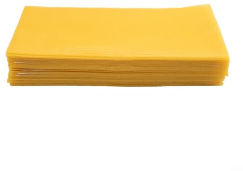 Lot de 30 feuilles de cire d'abeille naturelle pour la fabrication de bougies - Plaques de fondation en nid d'abeille - 415 x 195 mm - Bricolage - Écologiques pour ruches