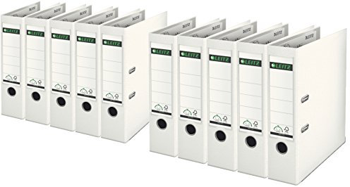 Leitz 10105001 Qualitäts-Ordner Plastik-Cover (A4 breit | 10er Pack, weiß)