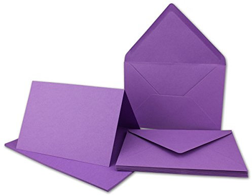 25x DIN B6 Faltkarten Set mit Umschlägen - Violett (Lila) - 115 x 170 mm - ideal für Einladungskarten, Hochzeit, Taufe, Kommunion, Konfirmation - Marke: FarbenFroh