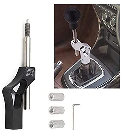 SKUNTUGUANG Verstellbare Verlängerung für Schaltknauf, aus Edelstahl, Schwarz