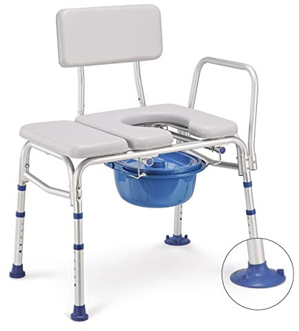 GreenChief Comodino sedia da bagno 226,8 kg, panca imbottita per vasca da bagno con braccioli e schienale, sedia da doccia resistente, sedile regolabile per doccia interna, per anziani disabili