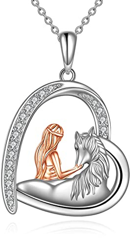 YAFEINI Hästhalsband med hänge för flickor, 925 sterling silver halsband, smyckesgåva för kvinnor, flickvän