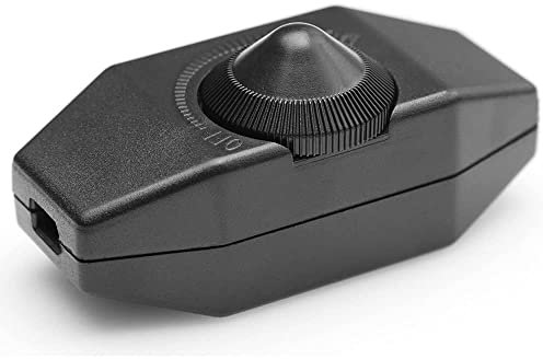 CABLEPELADO Potentiomètre régulateur de lumière avec interrupteur, dimmer, interrupteur variateur d'intensité, atténuateur de lumière, convient pour : 1-40 W, 230 V, connexion par soudure, PVC, noir