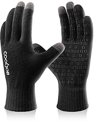 COOLJOB Handschuhe für Herren und Damen, Winter Warme Strickhandschuhe mit Touchscreen, Anti-Rutsch-Silikon-Punkte, Laufen, Fahren, Radfahren, Gehen, Wandern