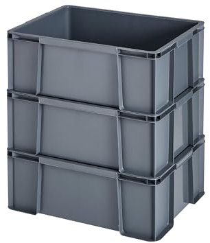 Sundis set di 3 contenitori MASTER BOX, 27L, Componibili e impilabili, Grigio antracite