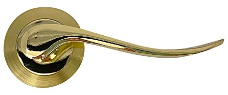 Micel - 02030 - Set di maniglia con rosetta (50 mm) e maniglia in alluminio, finitura bioro, colore oro lucido, 120 x 50 x 51 mm