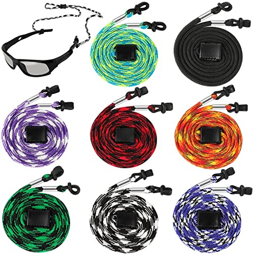5 stycken justerbara glasögonband, sport glasögonband solglasögon hållare glasögonhållare för sportglasögon solglasögon läsglasögon, glasögonremmar för män kvinnor, Flerfärgade 8 stycken, En Storlek