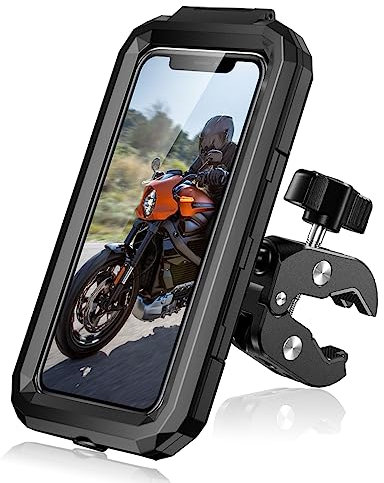 LUROON Motorbike Phone Holder Waterproof, Universal 360° Rotation Bicycle Motorcycle Phone Mount Anti Vibration Holder for Bike with Touch Screen for 5.5 to 7.0 Smartphones